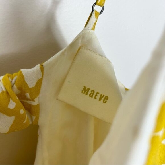Anthropologie MAEVE Yellow White Ruffle Jumpsuit 0 - Picture 4 of 9